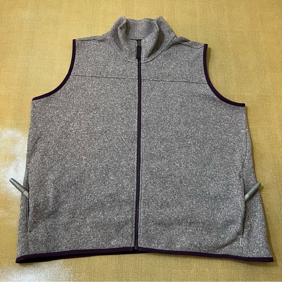 Worn Once! Eddie Bauer Fleece Zip Vest Heather Lavender Size XL - Picture 10 of 15
